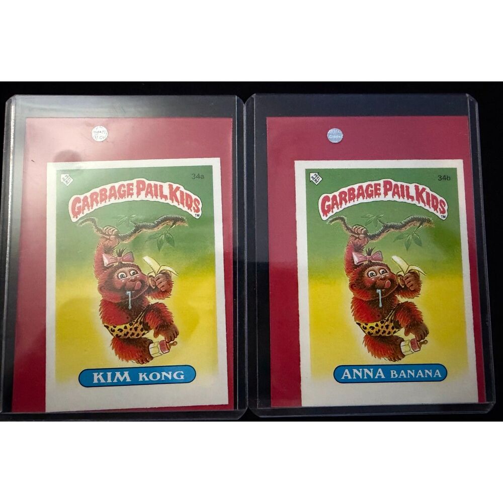 Vintage 1985 Topps Garbage Pail Kids UK Minis Series 1 34A and 34B